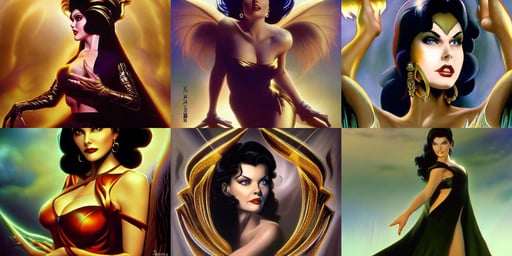 sherilyn fenn 2 6 years old, by yasuyuki kaji, vfx. fully clothed sorceress by boris vallejo. cinematic dramatic atmosphere, gold inlay