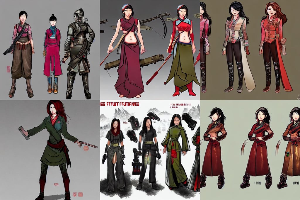 china fallout resource wars concept art, asian women