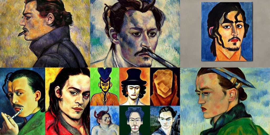 johnny depp smoking as Loki, ultra-detailed, symmetrical face, character creation, art by Paul Cézanne, art by Piero Della Francesca, happy, mysterious, art by Claude Monet, alpenglow, Animation Concept Ar..., art by Magdalena Carmen Frida Kahlo Claderón, art by Raffaello Sanzio, magic, art by Artemisia Gentileschi, art by Nicolas Poussin, overgrown forest, smile