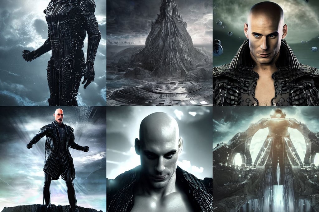 highly detailed vfx landscape of atlantis, foreboding black steel exterior, johnny sins creampie, all black jacket with white stripes, a character portrait by senior character artist, wide, bokeh effect, half android with a head opening exposing circuitry, extreme depths, computer art