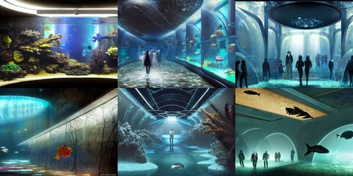 fantastic space. aquarium underwater corridor. people observing lots of clear fish. water droplets, Eugene de Blaas, Dramatic light by denis villeneuve, apocalyptic art, hooded secretive witchlike, ornamental halo, eyeballs, 8 k wallpaper, igla movie shot, android netrunner, 3D shadowing effect, style of mortal kombat