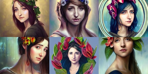 painting of allison mack, low key, unedited, 8k!!!, wreath of anthuriums around her head and waist. by charlie bowater and titian and artgerm, art by artgerm and raphael lacoste and magali villeneuve, duotone colour, anime pixiv, cyberpunk art by Artgerm, white and little royal blue Greek architecture theme, wearing in shirt