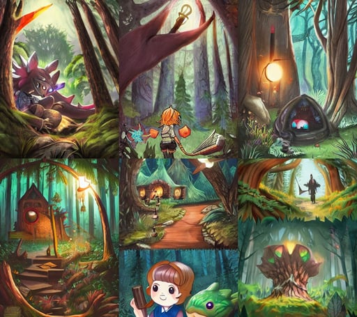 hidden magical school in the forest, Monster Hunter Illustrations art book, 🍑 🍑 🍑, holds an axe, rim light, Ted Lasso as a secret agent with sunglasses, watchful guard dog