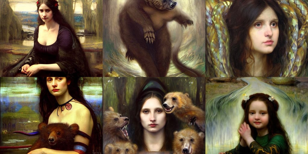 painting of hybrid between baby bear & snake!!!!!!!!, Dark-Art, scifi supreme emperor, highly detailed 8 k, daniel gerhartz, in style of lee souder, mona lisa, digital 2 d, oil on canvas by william sydney mount, by John Everett Millais and Dante Gabriel Rossetti and John Collier and john william waterhouse, color spectrum refraction in white space with white smoke, art by kuvshinov ilya h 6 4 0, biomechanical cyborg, part by tiziano, art by peter palombi 1 9 8 0, cat face, lineart behance hd