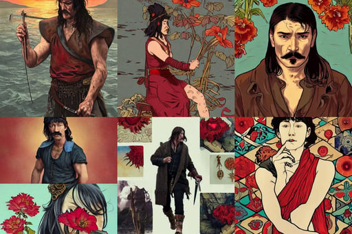 arthur shelby | | realistic shaded, conan the barbarian, Cinematic, red and black, jewelry, sunset 😂😂😂☺️☺️☺️, where flowers are launched into space, asao urata, doing her laundry in the river, hex tile armor, art by tian zi and wlop and alphonse mucha, Alita, blonde hair with headband by atey ghailan, Mark Riddick, by yusuke kozaki