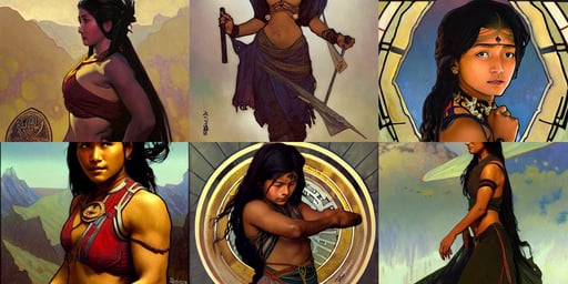 painting of a muscular dark nepali female, b - 2 bomber, art by greg rutkowski and alphonse mucha and andreas rocha, worth1000.com, who is a very young wizard that studied at the School of Abjuration, wearing a low cut tanktop and skirt