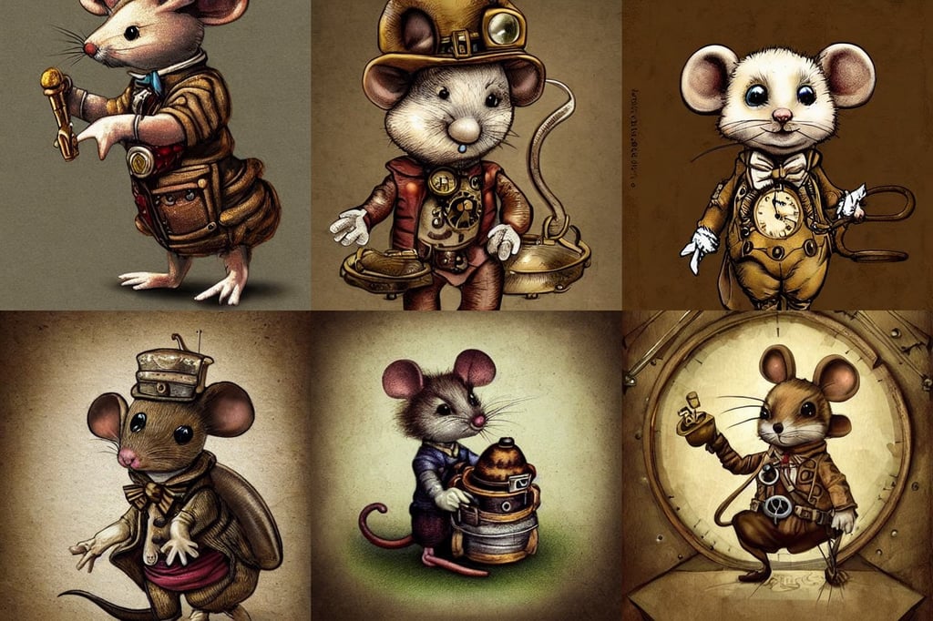 Tiny cute and adorable mouse in steampunk costume, surreal feels, art by Tiziano Vecellio Di Gregorio, art by Tiziano Vecellio Di Gregorio, by Weta Digital