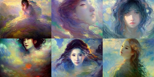 The oracle of clouds by Ross Tran and Claude Monet, oil on canvas