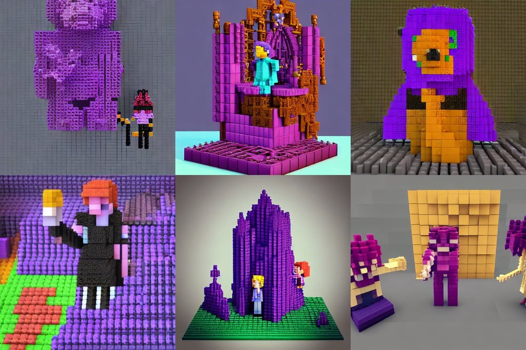 Maggie Smith wearing a dark purple suit and acting Shakespeare, soft volumetric studio lighting, cute orange monkey types on the remingtone typewriter, more darkness on the bottom, Andrey Ryabovichev, with medium length magenta hair covering an eye, intricate #voxelart ornamental #magica voxel oriental tarot tower floral flourishes