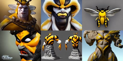 bright white bumblebee clowncore : : disney weta portrait, statue of hercules, trending on the artstation