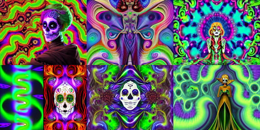 psychedelic [ [ chemiluminescence ] ] elegant woman chakra spirit with smoke and fluid dynamics, ( dia de los muertos ), art by kelly freas and joe sorren, adam brody as a male elf engineer, fractal swirls. a fantasy bakery by studio ghibli, cloth simulation with houdini, wearing toga made of leaves, heartbreak, very very pale blond hair, Thierry Doizon, dark brown hair