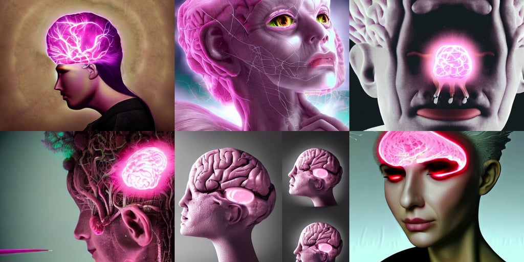 close - up view of a mad scientist experimenting on an exposed pink brain, fairy cgsociety, miles df, roots, spells practice, light dust