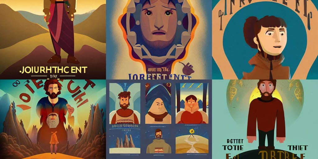 a lettered!!!!!!! poster for a film animation called journey to ...