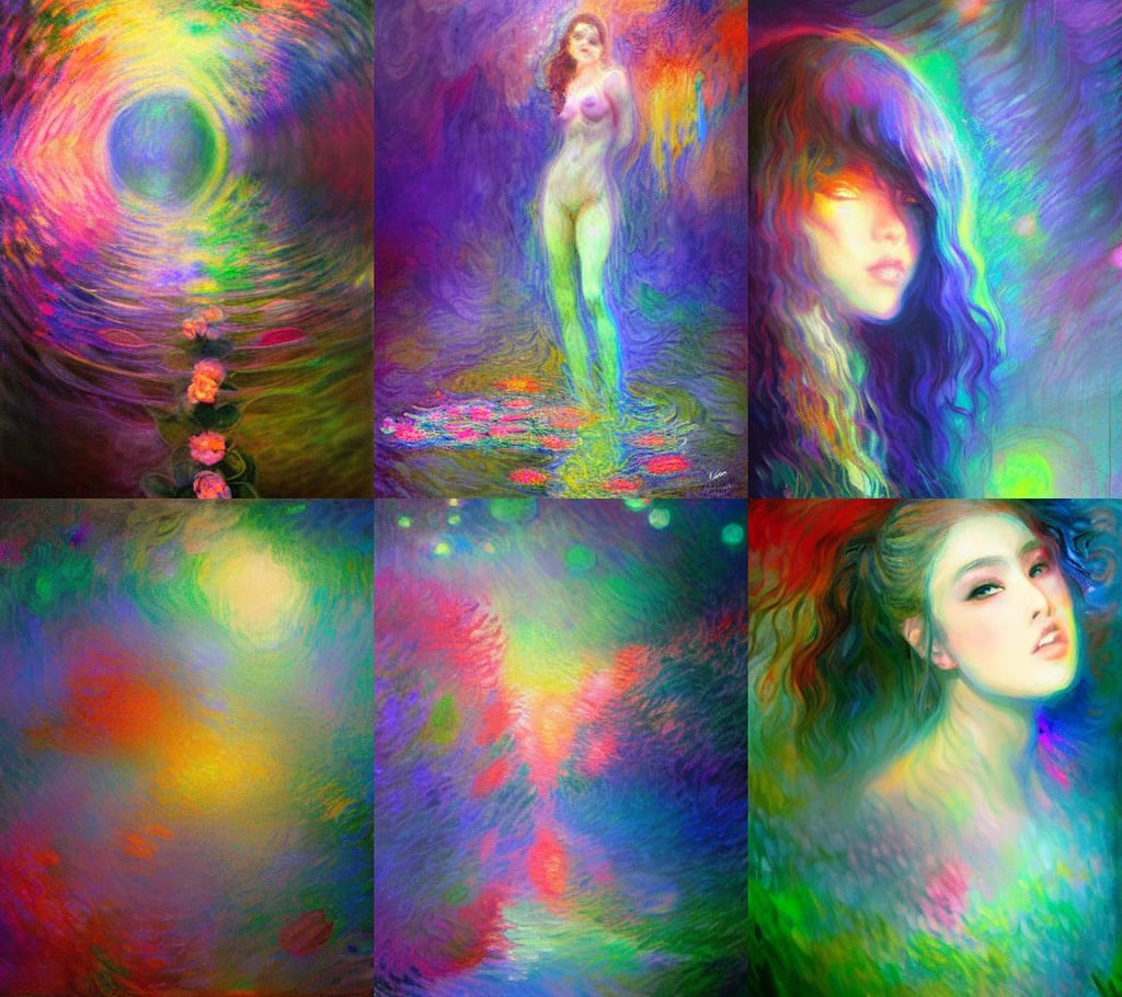 Prismatic delusion by Ross Tran and Claude Monet, oil on canvas