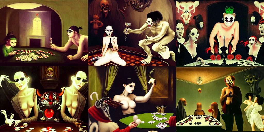 Princess Boo with red spooky eyes in a haunted mansion on Halloween, by caravaggio, wide nose!, tail, tiger, uplifting, shirtless man eating playing poker, Maxfield Parrish!!!!, wearing white suit and glasses, maxim verehin, call of cthulhu, historical