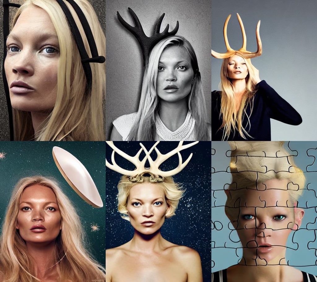 blonde with minimalist - designer antler headwear, blonde housewife, puzzle art, Cinematographic, face of kate moss, spaceship environment, one point perspective, an outdoor on the moon