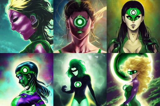 anime key visual of one beautiful female green lantern, hair worn up, creepypasta, dark cold tones colors theme, 27, melancholic, spiritual abstract forms, by marco bucci and frank frazetta, raw, synthwave, gold mask, extremely beautiful and aesthetic shape of body, highest resolution, painted by sylvain sarrailh, realistic cinematic