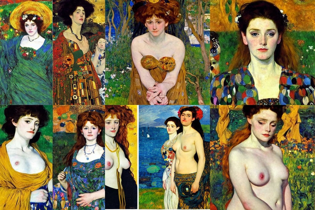 portrait of a lovely Irish goddess, art by Domenikos Theotokopoulos, art by Gustav Klimt, art by Édouard Manet