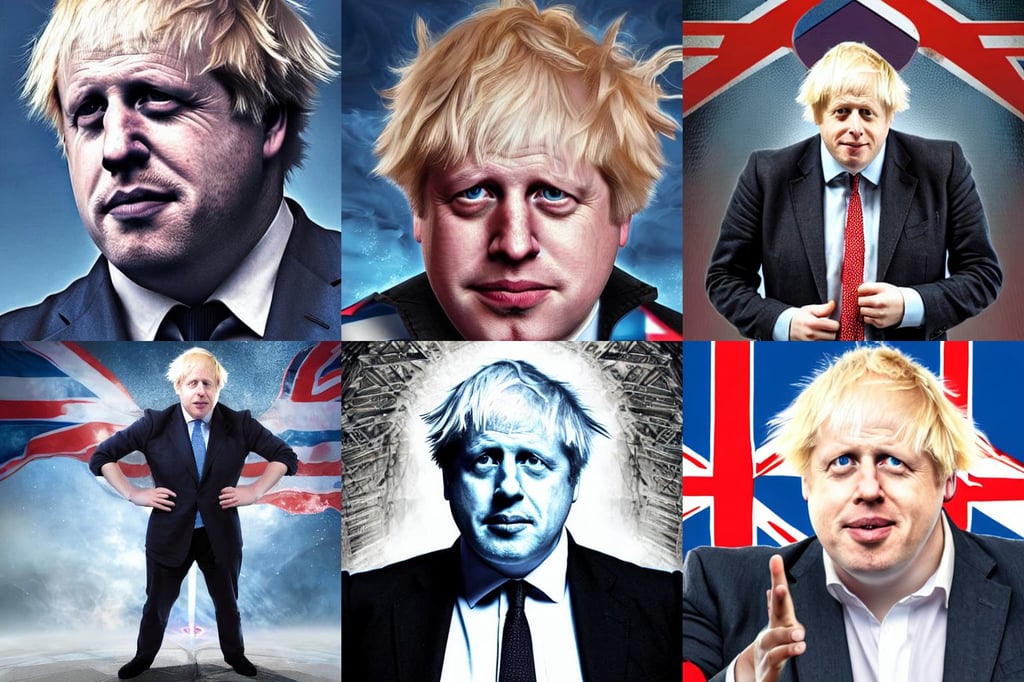 Boris Johnson as Captain Great Britain, fantasy mage, 4K symmetrical portrait, detailed street, intimidating, crowds, CAT