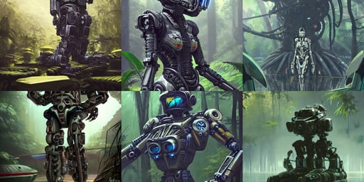 an intricate concept art of a military pilot of giant mechanical robot resting in the rainforest, heavy futuristic armor, petros afshar, very cool black woman wearing cyberpunk intricate streetwear, one side haircut, tyler edlin, full detail, many skeletons dance in a circle, by ilyu kuvshinov, wearing a dress made of water, forgotten realms, art by chen uen and yoji shinkawa and miho hirano, With Magical grey eyes by Tom Bagshaw, hand-painter textures on models 4k, bedroom eyes trending on pinterest, cars, arknights, scifi colors. award winning. dramatic. trending on artstation. high quality. rendered by beeple