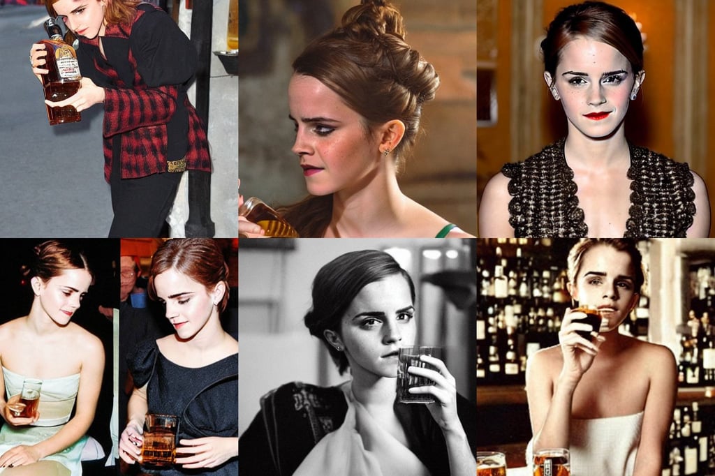 ancient queen emma watson, drinking whiskey