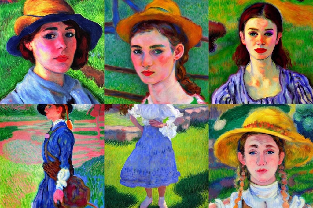 dnd npc farmer's daughter portrait, digital art, n..., Wide-angle shot, Ultra-HD, federichi, art by Joan Miró, art by Claude Monet, trending on ArtStation, art by Henri Matisse