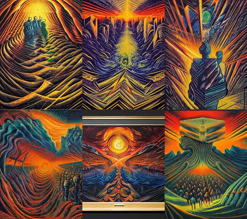 Revolution of the souls by Dan Mumford and Umberto Boccioni, oil on canvas