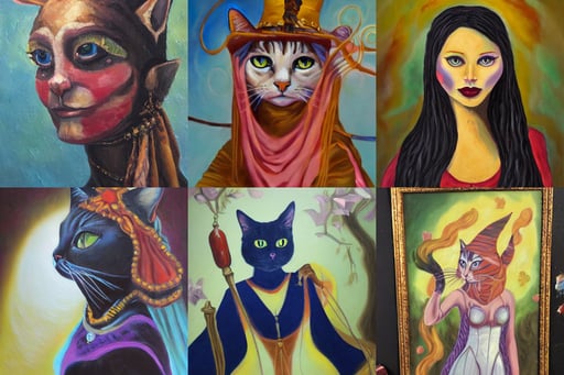 Oil Painting of Cat Sorceress