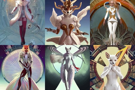 white anthropomorphic female vulpes vulpes fulva, wearing a futuristic flying jacket, art by artgerm and greg rutkowski and tyler jacobson and alphonse mucha, thailand art, in front of a desert background, 2021 award winning film poster painting, duchess of blood, beautiful shiny white porcelain rich galactic deer clowncore russian cyborg college girl, S line, vibrant setting, anthropomorphic animal, superhuman amount of muscles, magic fantasy highly detailed, zeiss lens, drenched clothing, anime vintage colors