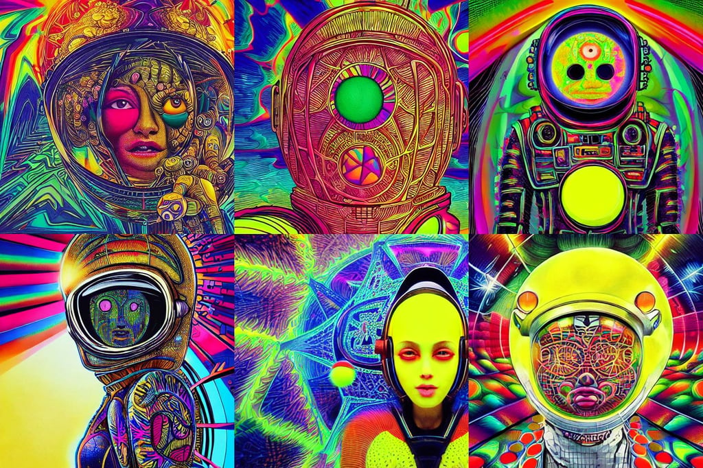 cinematic portrait of a cute tennis ball monster stopped in time, huge temple, intricate artwork by, Agam Yaacov, ((sunset)) ((psychedelic)), murata, 2 4 5 0. starcaft, concept master artist, retrofuturistic portrait of a woman in astronaut helmet, classic wizard hats, accents, floating ash