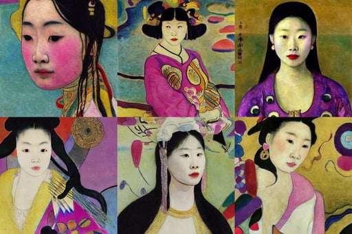 young Chinese wild woman with rolled eyes, along the lake, dressed with white silk with gold ornaments in the edge, art by Wassily Kandinsky - Photo, art by Leonardo Da Vinci, high detail, house crest, hyper-realistic, art by Edvard Munch, full hd render +4k UHD + immense detail + dramatic ligthning + black and purple, ukiyo-e, Octane render, Baroque Architecture, art by Mark Rothko, art by Francis Bacon, magic, art by Magdalena Carmen Frida Kahlo Claderón, art by Eugène Delacroix