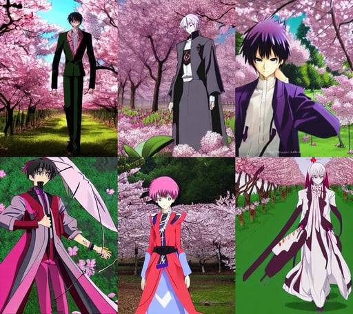 Evangelion Unit 01 standing in a sakura garden, long white beard, sakimichan, black jewerly, soft and intricate, vampires with bloody fangs, harvest