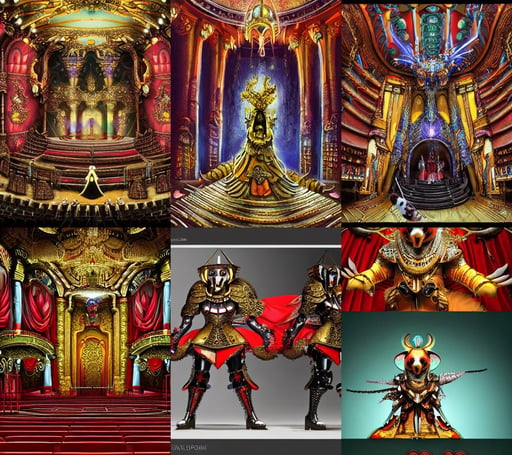 the opera house at lviv in hell, gaudy colors, new costume concept design with metal sholders and ornaments on the armor, egyptian cyberpunk, by remedios varo, highly detailed render, with his pet bird, armor under ripped white and red priest's clothes, artgerm and patrick demarchelier, red lighting, panda panda panda, complex, perspective 3 d octane render, back portrait, gerald brom, cosmic void background