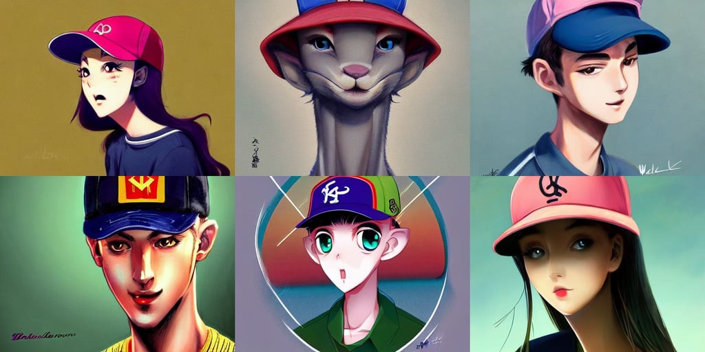 a dik dik monster wearing a baseball hat, unusually unique beauty, bright pastel color, realistic anime style at Pixiv by WLOP, enoch bolles, diffusion, face portrait