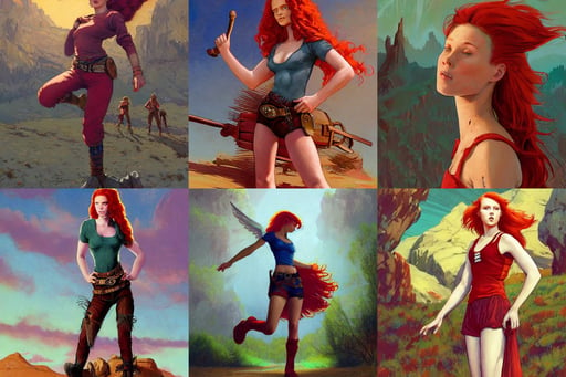 beautiful cute athletic red haired eighteen year old young girl standing up, wild west background, james bama, fantasy magic angel concept art from deviantart by Donato Giancola, poster art, laurie greasley, Adobe Photoshop, by Johannes Itten, long shadows, 25mm film grain, edward hopper and james gilleard, 3 d scene, day time, d&d, bernini sculpture, cyberpunk art by mike beeple winkelmann, Mitchell Mohrhauser, front art of game card