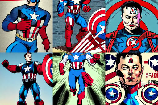 elon musk as captain america, in the style of Dave Gibbons