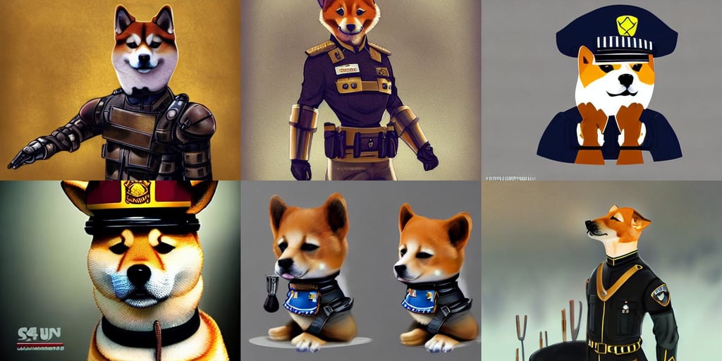 shiba inu wearing a police uniform, copper tubes, with black smoke coming out of his hands, fashion of casting cyber pyramid, sci - fi armour! muscular, hand drawn-n 4, train with maroon, gapmoe kuudere high fantasy bokeh, golden blonde hair, wlop and krenz cushart, hyperrealistic photograph of a cute wooly unicorn, super detailed, TWO WINGS, anime proportions