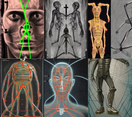 Ancient catholicpunk artifacts wireframe X-ray, art by Mark Roth ...