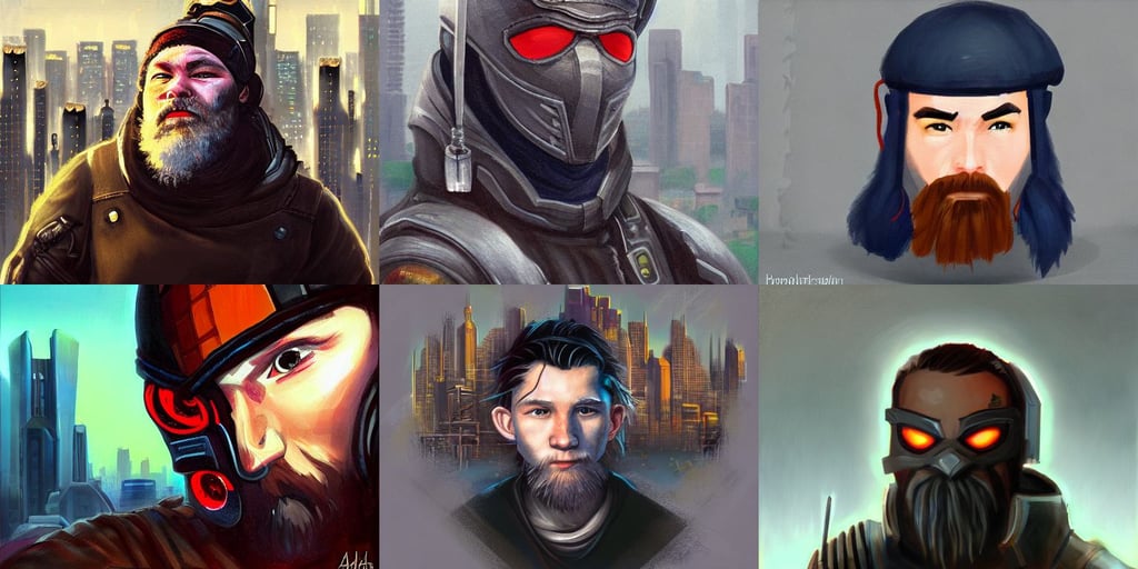 portrait painting of a cyberpunk dwarf ninja who looks like tom holland, urban skyline