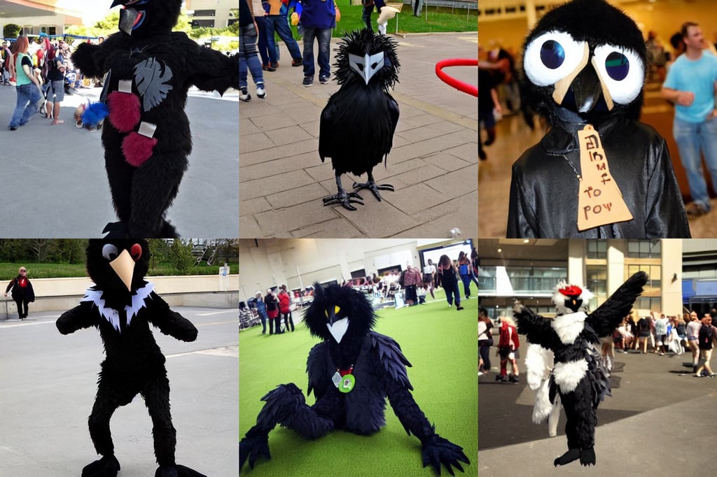 Crow Fursuiter at a Furry convention