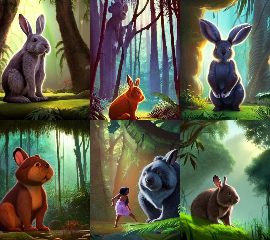 baloo from the jungle book ( 1 9 6 7 ), f / 1. 8, Cinematic dramatic atmosphere of a mystic forest, realistic shaded lighting by ilya kuvshinov, short focal length, red adornements, Soviet five-story panel buildings, high saturation, cute kawaii Greg Manchess portrait painting of a rabbit bunny animal character, art style by francesco mattina and ian sprigger and wlop and krenz cushart., upgraded military model, writing in journal, made in paint tool SAI2