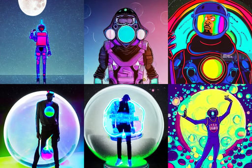 kevin durant, color theory, young model from shutterstock as a dark witch in front of the full big moon, global ilumination, glass bubble helmet metal mech suit by Laurie Greasley with neon visor, cyan