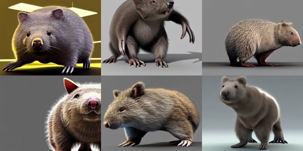 high quality 3 d render sci - fi very cute fluffy! wombat!! cyborg with futuristic mechanical parts