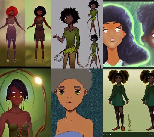 character concept art of an african - american anime dryad | | cute - fine - face, cinematic lighting., ghost)