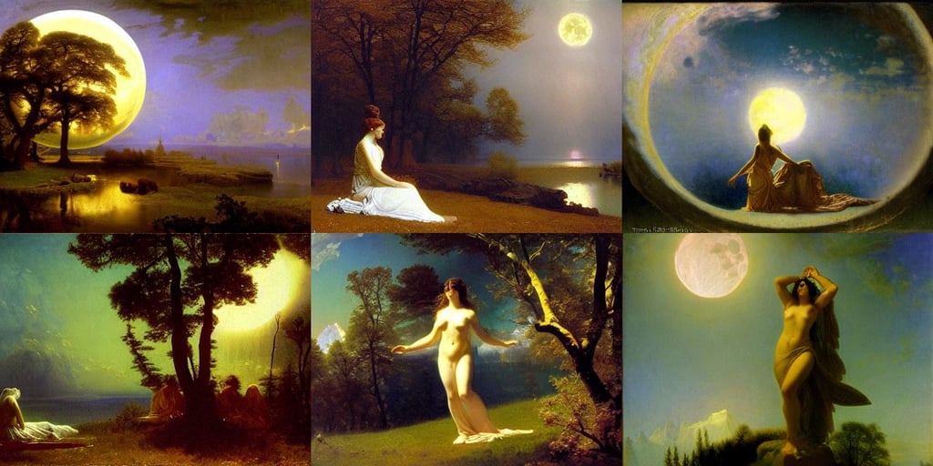 the goddess of the moon, albert bierstadt