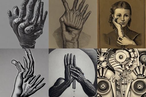 portrait of a young, symbolism, detailed mechanical hands