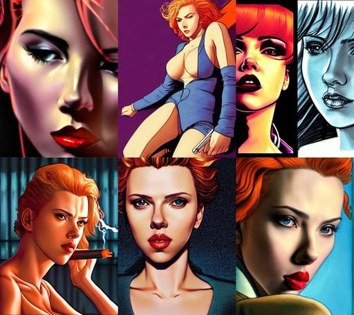 scarlett johansson, smoking | art by hirohiko araki & jean giraud & artgerm, Half Life 3 Logo is orange and is in the foreground