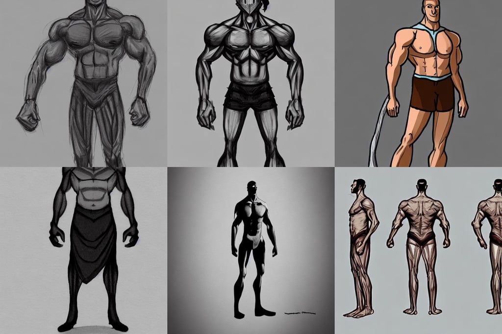 concept art of a tall muscular man