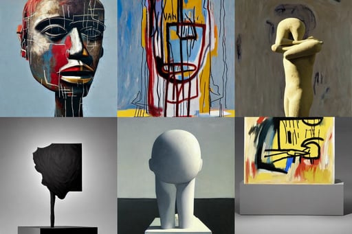 a minimalist abstract marble sculpture of a triumphant human, surreal feels, art by Jean-michel Basquiat, hyper realistic, art by Edward Hopper, hive, art by Caspar David Friedrich