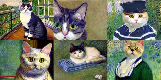 A British shorthair cat wearing a sailor uniform, art by Claude Monet, art by Raffaello Sanzio, robotic eyes, houses, factory setting, American Craftsman Architecture, forest dwelling humanoid, ethereal lights fade from every room, heterochromia